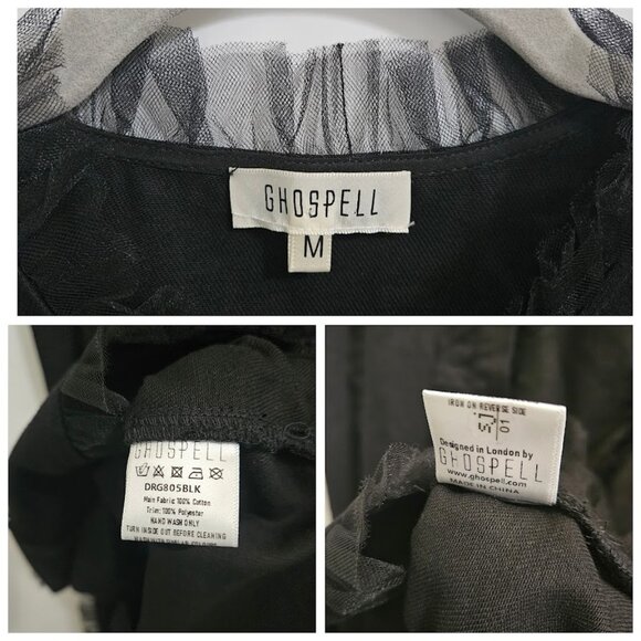 Ghospell Nessa Ruffle Midi Maxi Dress Wednesday Addams Black M - Picture 11 of 13